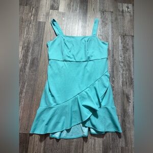 BCBG Blue Asymmetrical Ruffled Mini Dress elegant Sleek wedding party dress